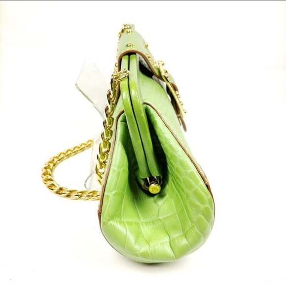 MICHAEL KORS SATCHEL STUNNING GREEN Y2K Shoulder Bag Pebble Leather - Picture 8 of 14